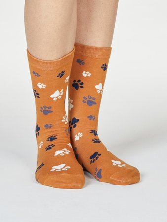 Bio katoenen damessokken dierenpootjes Elsa amber yellow