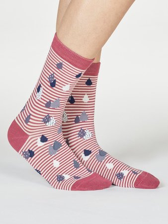 Bamboe sokken dames regendruppels - rose pink
