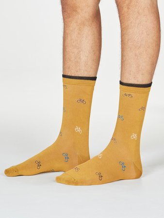 Bamboe sokken heren fiets Fergus - amber yellow