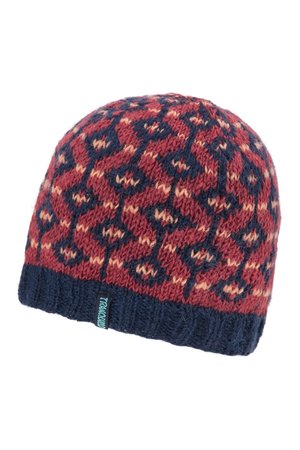 Beanie wol kleur rabarber