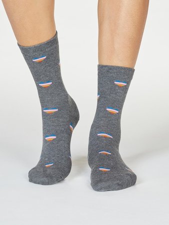 Bamboe damessokken heart grey marle
