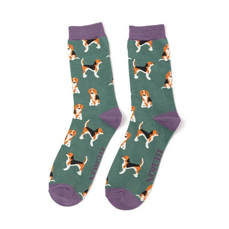 Bamboe sokken heren Beagle honden - groen