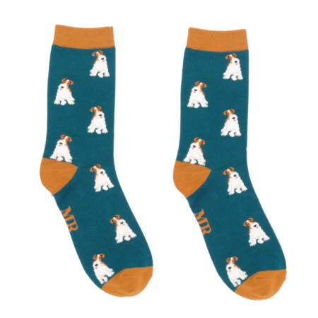 Bamboe sokken heren fox terrier - teal