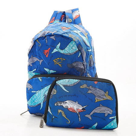 Mini rugzak blauw met zeedieren