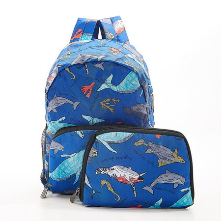 Mini rugzak blauw met zeedieren