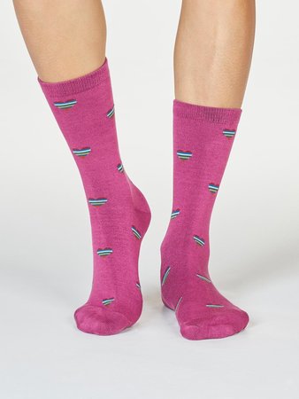 Bamboe damessokken heart violet pink