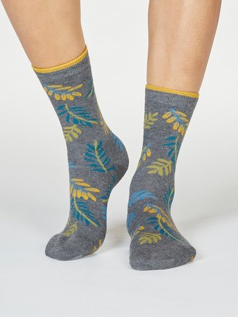 Bamboe damessokken Mable Leaf dark grey marle