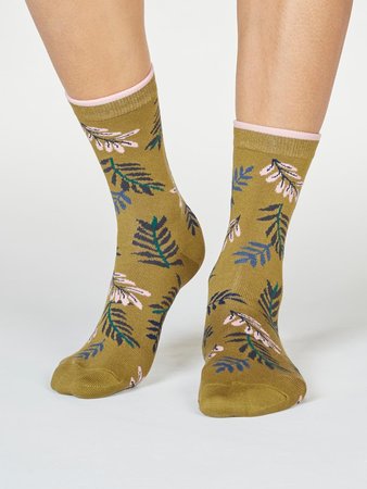 Bamboe damessokken Mable Leaf herb green