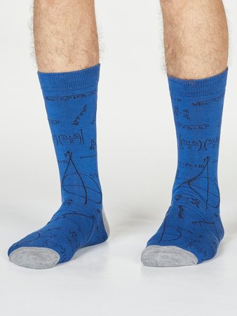 Bamboe herensokken Theron algebra cobalt blue
