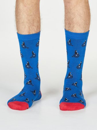Bamboe herensokken Ashton bicycle bright blue