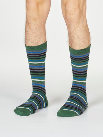 Bamboe herensokken Watson stripe - olive green