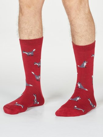 Bamboe herensokken Syd fox pillarbox red