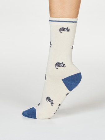 Bamboe damessokken Lula Cat cream