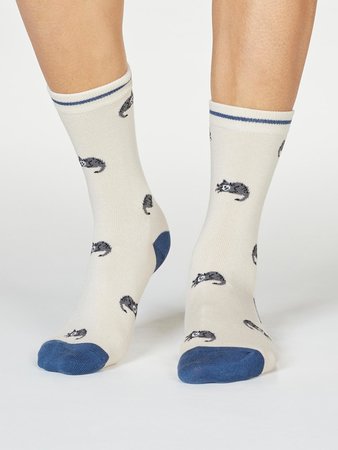 Bamboe damessokken Lula Cat cream
