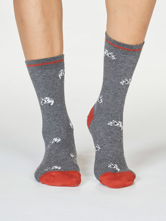 Bamboe damessokken Lula Cat dark grey marle