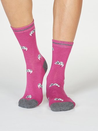 Bamboe damessokken Lula Cat violet pink