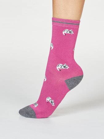 Bamboe damessokken Lula Cat violet pink