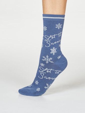 Kerstsokken dames Bobbie snow - blue slate