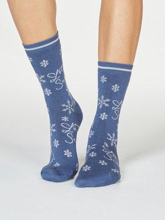 Kerstsokken dames Bobbie snow - blue slate