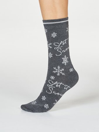 Kerstsokken dames Bobbie snow - dark grey marle