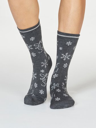 Kerstsokken dames Bobbie snow - dark grey marle