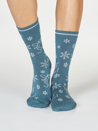 Kerstsokken dames Bobbie snow - holly green