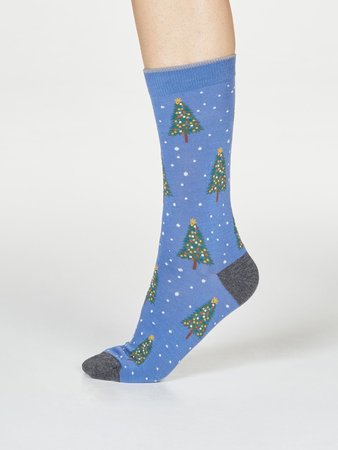 Bio katoenen damessokken Diana Tree blue slate