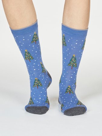 Bio katoenen damessokken Diana Tree blue slate