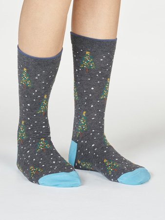 Bio katoenen damessokken Diana Tree dark grey marle