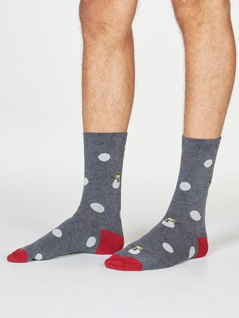 Bamboe herensokken Markus snowman- dark grey marle
