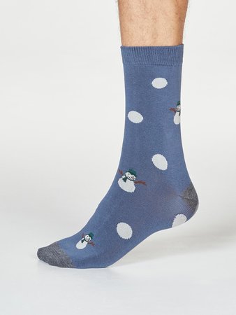 Bamboe herensokken Markus snowman- blue slate