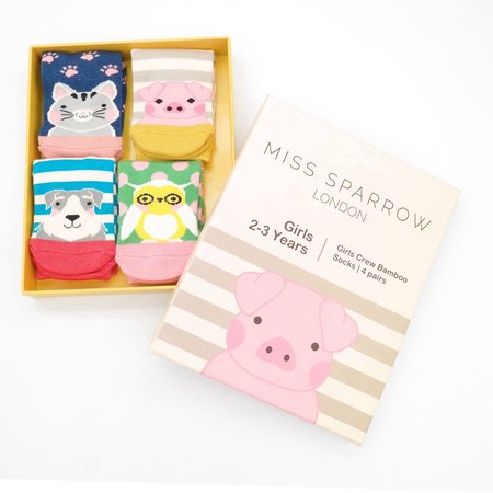 Meisjes sokken cadeaudoos dieren animal 2-3 jaar