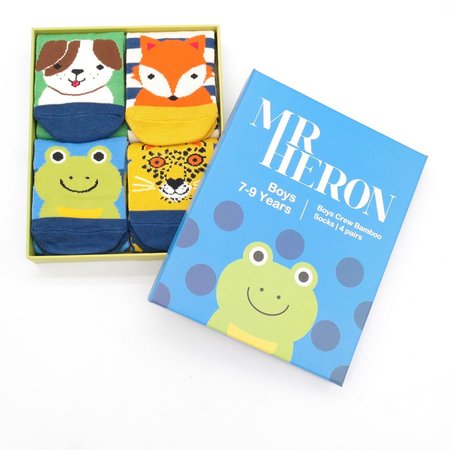 Jongens sokken cadeaudoos dieren animal 7-9 jaar