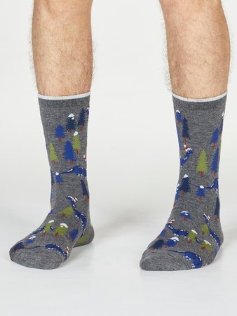 Bamboe herensokken Jimason dino - dark grey marle