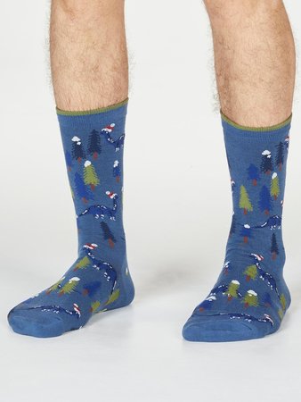 Bamboe herensokken Jimason dino - blue slate