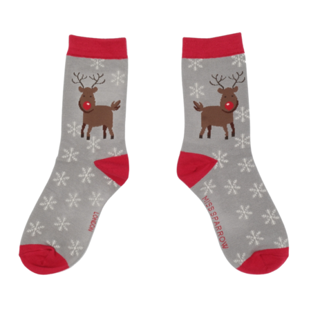 Bamboe damessokken Rudolf het rendier
