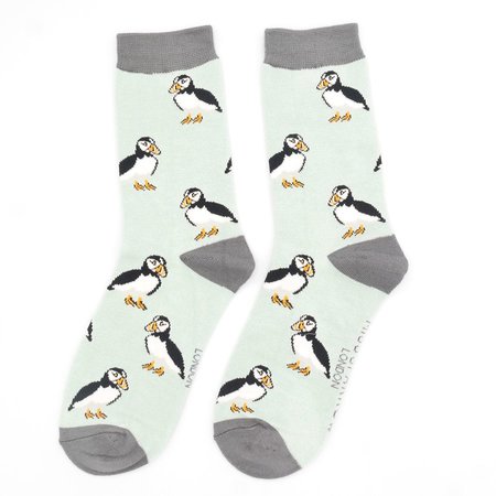 Bamboe damessokken cute puffin duck egg