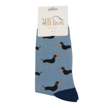 Bamboe sokken heren teckel honden - denim