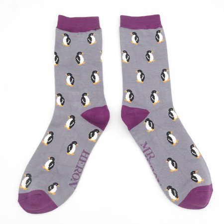 Bamboe herensokken little penguins grijs