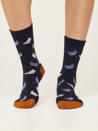 Bamboe damessokken kippen donkerblauw