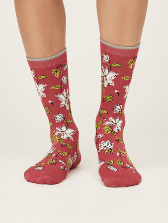 Bamboe damessokken sketchy floral - blush pink