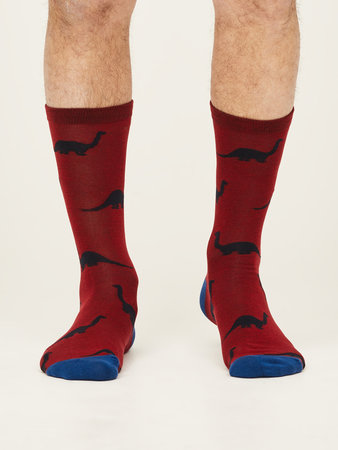 Dino herensokken bio katoen - berry red