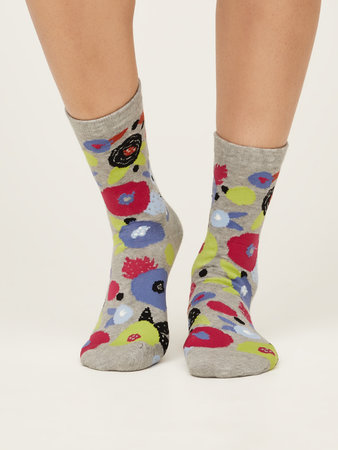 Damessokken biologisch katoen abstract - mid grey marle