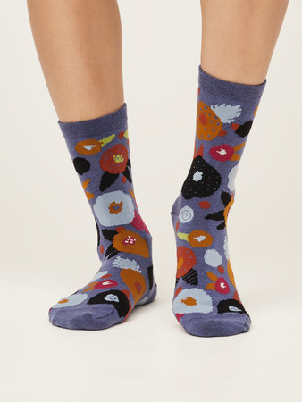 Damessokken biologisch katoen abstract - blueberry blue