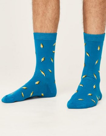 Bamboe herensokken bliksem bright blue