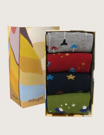 Bamboe herensokken cadeaudoos arcade rockets