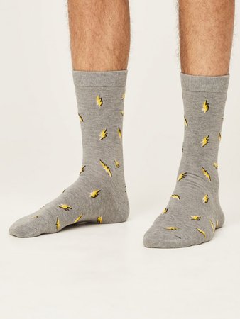 Bamboe herensokken bliksem mid grey marle
