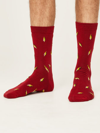 Bamboe herensokken bliksem berry red