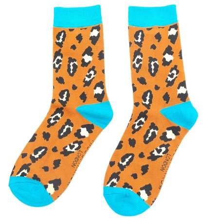 Bamboe damessokken leopard spot brown