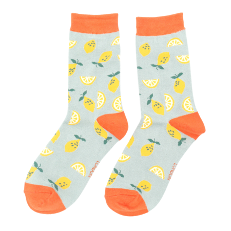 Bamboe damessokken lemons powder blue